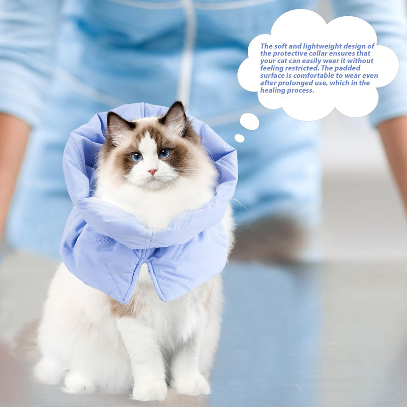 WIYETY Cat Neck Collar Adjustable Recovery Collar: Foldable Soft Protective Collar Cat, Cat Collar for Licking Wounds, Cat Collar for After Surgery and Injuries (Blue, S) - BeesActive Australia