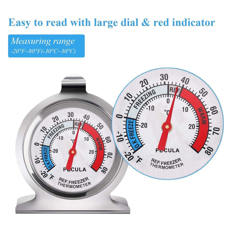 4PACK Refrigerator Thermometer -30-30 deg C/-20-80 deg F, Classic Fridge Thermometer Large Dial with Red Indicator Thermometer for Freezer Refrigerator Cooler 4 pack