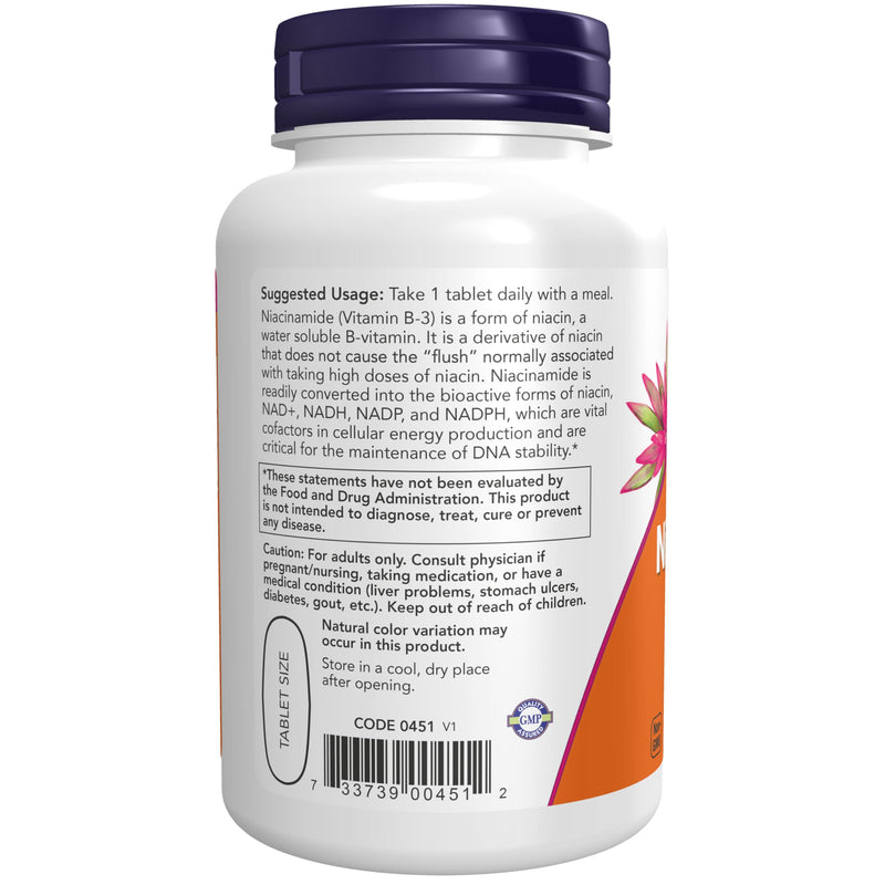 Now Foods Supplements, Niacinamide (Vitamin B-3) 1000 mg, Energy Production*, 90 Tablets, White, Off-White 90 Count (Pack of 1)