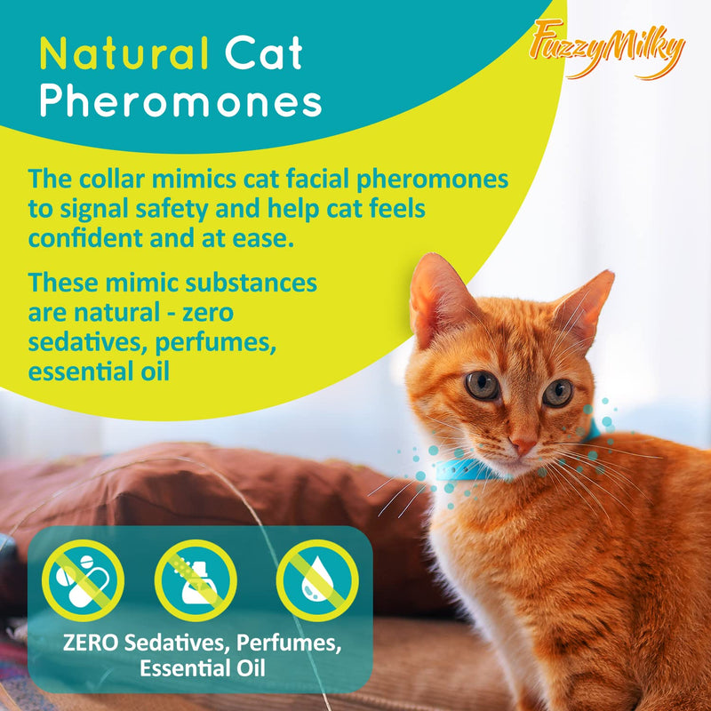 Calming Collar for Cats - Cat Collar Infused with Synthetic Pheromones - Cat Pheromone Diffuser Necklace for Anxiety Relief, Travel, Keeping Kitty Quiet - 4 Weeks Supply Each Collar (Blue, 4P)