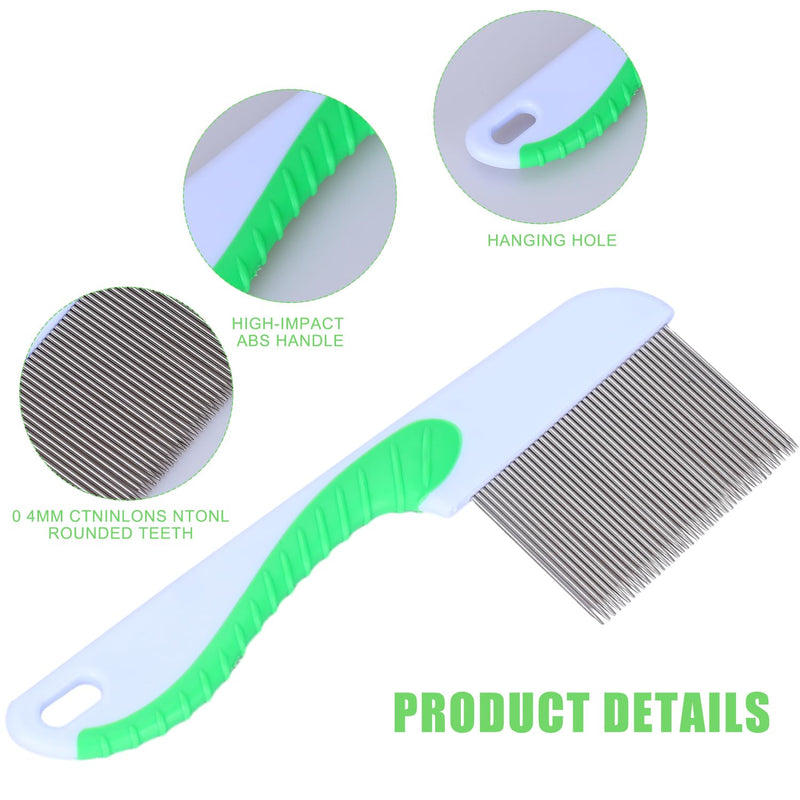 2 Packs Flea Lice Comb Dog Comb Cat Comb Pet Comb Stainless Steel Dog Grooming Comb Dog Combs,Pet Hair Comb for Dogs, Cats And Pets(Green) - BeesActive Australia