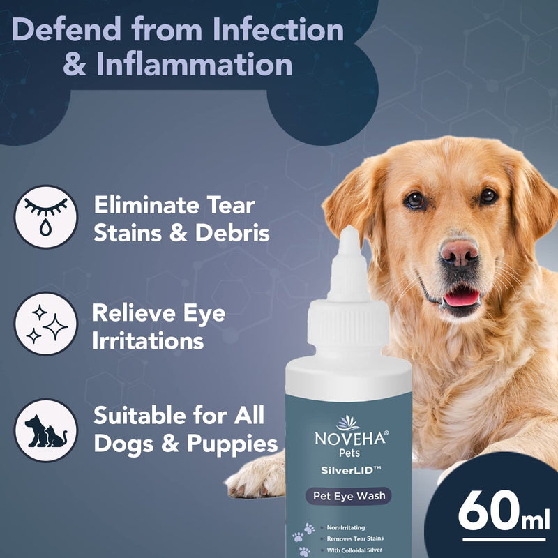 NOVEHA SilverLID Pet Face Wash for Dogs and Cats with Chelated Silver | Daily Tear Stain Remover (2 fl. oz) - BeesActive Australia