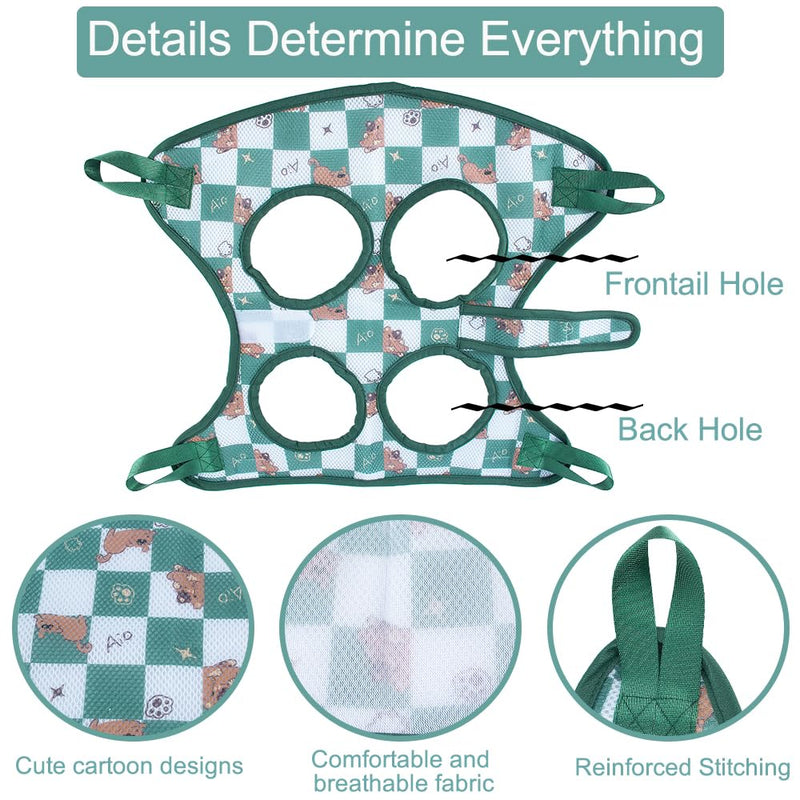 AIO Cat & Dog Restraint Sling for Nail Trimming Foldable Dog Grooming Supet Relaxation Hammock Harness for Pet Grooming S Green Green grid Small