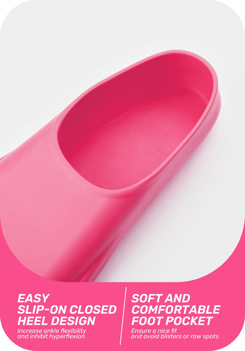 CAPAS Swim Training Fins Comfortable Silicone Lap Swimming Short Blade Floating Flippers with Mesh Bag for Adult Men Women Build Leg Strength M (US Male 7.5-8.5 US Female 8.5-9.5) Warm Pink