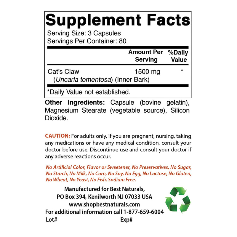 Cat's Claw 500 mg & Ashwagandha Extract 500 Mg