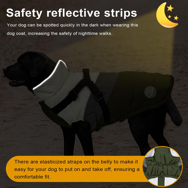 Warm Dog Winter Coat,Waterproof Dog Jacket with Built-in Harness,Dog Cold Weather Coat with Reflective Stripes,Winter Snow Dog Warm Coat for Small, Medium Dogs,Cold Weather Cozy (Black, L) Black - BeesActive Australia