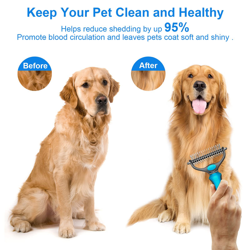 Pet Grooming Brush Dog Grooming Rakes Tool for Mats & Tangles Removing Blue-01 - BeesActive Australia