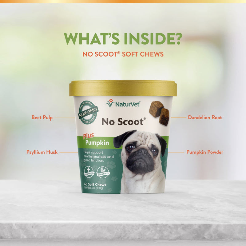 NaturVet – Coprophagia Stool Eating Deterrent Plus Breath Aid – 70 Soft Chews & No Scoot for Dogs - 60 Soft Chews - Supports Healthy Anal Gland & Bowel Function