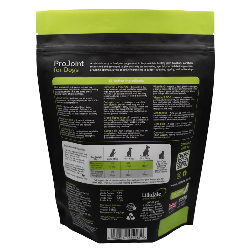 Lillidale ProJoint 500g - Joint Supplement for Dogs with Glucosamine and Chondroitin - Premium Anti-Inflammatory Support - Mobility - Hip & Joints - Soothes Stiffness - Dog Joint Supplement 1 x 500g