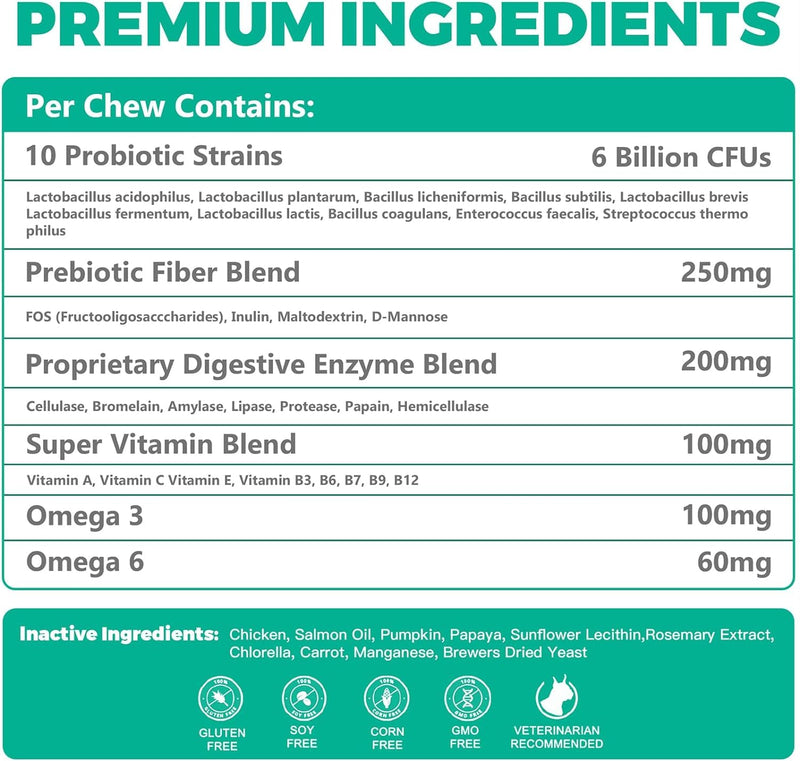 BIGHERO Probiotics for Dogs - Dog Probiotics with Prebiotics and Digestive Enzymes, Support Gut Health, Digestive & Immune Health, Dog Supplement for Diarrhea & Seasonal Allergies-180 Chicken Flavor - BeesActive Australia