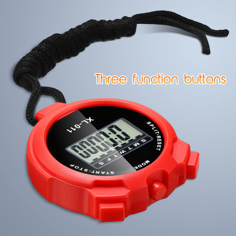 TOODOO 12 Pack Multi Function Digital Stopwatch Timer Bulk Sports Stopwatch with Lanyard Plastic Display Waterproof Date Time Alarm Timer for Coaches Fitness Referees Black Blue Red Orange - BeesActive Australia
