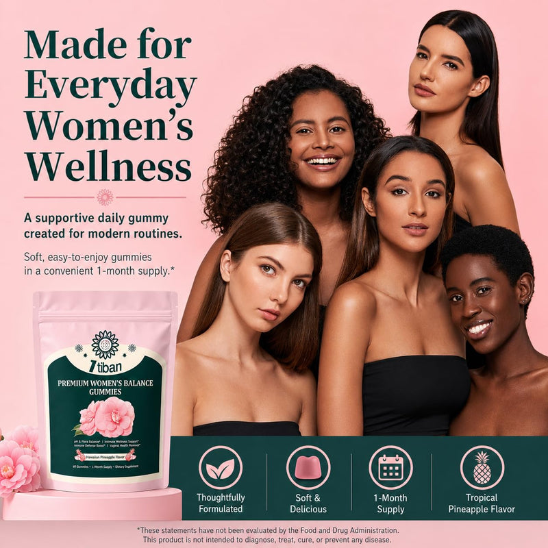Pineapple Gummies for Women pH Balance, Feminine Probiotics for Vaginigal Health, Nutrition Feminine Gummies, Immune Support, Vegan, Gluten-Free, Hawaiian Pineapple 60 Gummies 30 Servings Pink