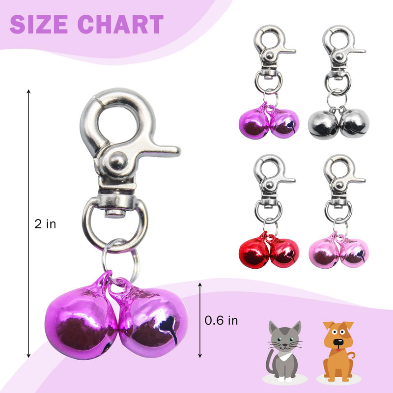 SCENEREAL Bells for Dog Collars - 2 Pack Pet Hanging Ring Bell Accessories for Dog & Cat, Pet Pendant Collar Charm with Heavy Duty Snap Clips, Sliver Bells for Tracking and Training Christmas Gift Silver & Purple - BeesActive Australia