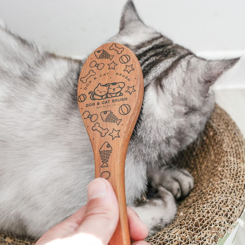 Pet Soft Brush with Wood Handle and Boar Bristle Hair Brush - Soft Cat and Dog Grooming Brush for Short Hair Cats and Small Dogs - Soft Bristles for Gentle Massage and Dandruff Removal (Cat) - BeesActive Australia