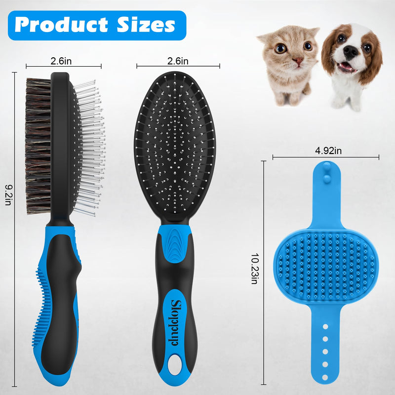 2PCS Dog Brush I Dog Brush for Shedding I Dog Bath Brush I Dog Brushes for Grooming I Double Sided Dog Hair Brush I Dog Brush For Short/Long Haired Dogs I Premium Pet Supplies (Black Blue) - BeesActive Australia