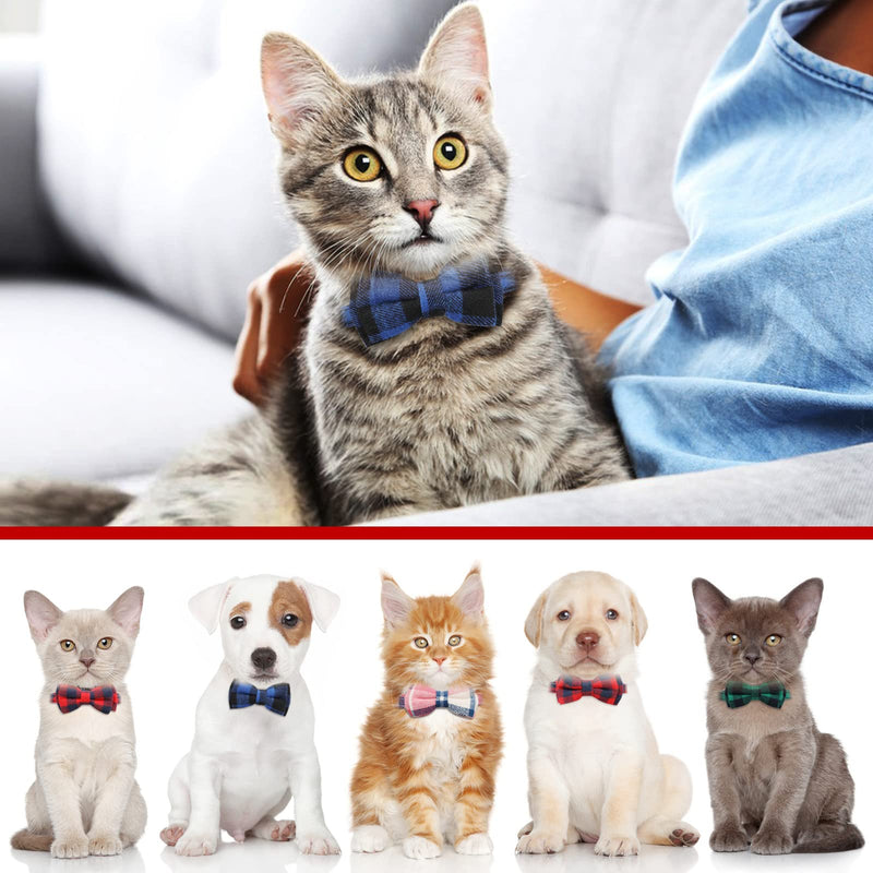 CIUJOY 2pcs cat collar with safety clasp and bell, adjustable from 7.8-10.2 inches, cat collar elastic, cat collars with bow tie for kittens - BeesActive Australia