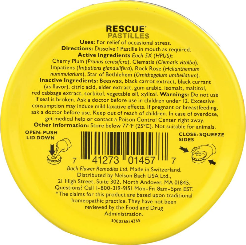 Bach Original Flower Remedies - Rescue Remedy Blackcurrant Pastilles 1.7oz - BeesActive Australia