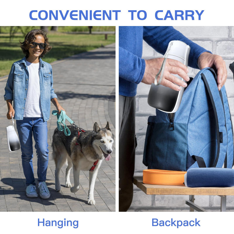 Foldable Portable Dog Water Bottle, Food Grade Plastic Dog Water Bowl Dispenser, High-Temperature Resistant Dog Accessories for Outdoor, Travel Gifts for Dog(19Oz, Black&White) Black White 19oz - BeesActive Australia