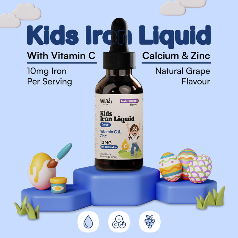 Kids Liquid Iron Drops for Healthy Iron Levels, Liquid Iron Supplements for Kids with Vitamin C & Zinc, Baby & Toddler Iron Supplement, Easy Absorption Daily Use, 2 × 30ml Bottles
