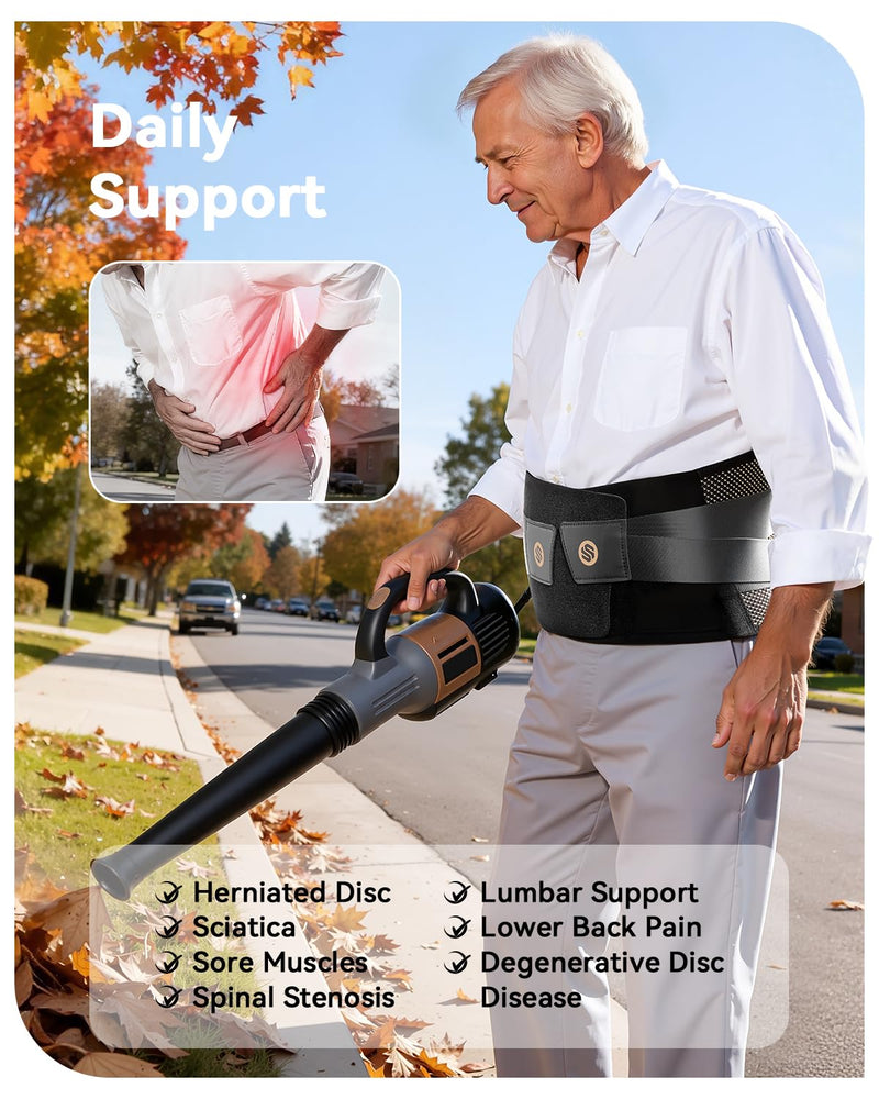 Ultra Breathable Back Brace for Lower Back Pain Relief,[Medical Grade & Copper Infused] Lumbar Support Belt with Bionic Support System, Adjustable Back Support Brace for Sciatica,Herniated Disc,Men&Women Black Large - BeesActive Australia