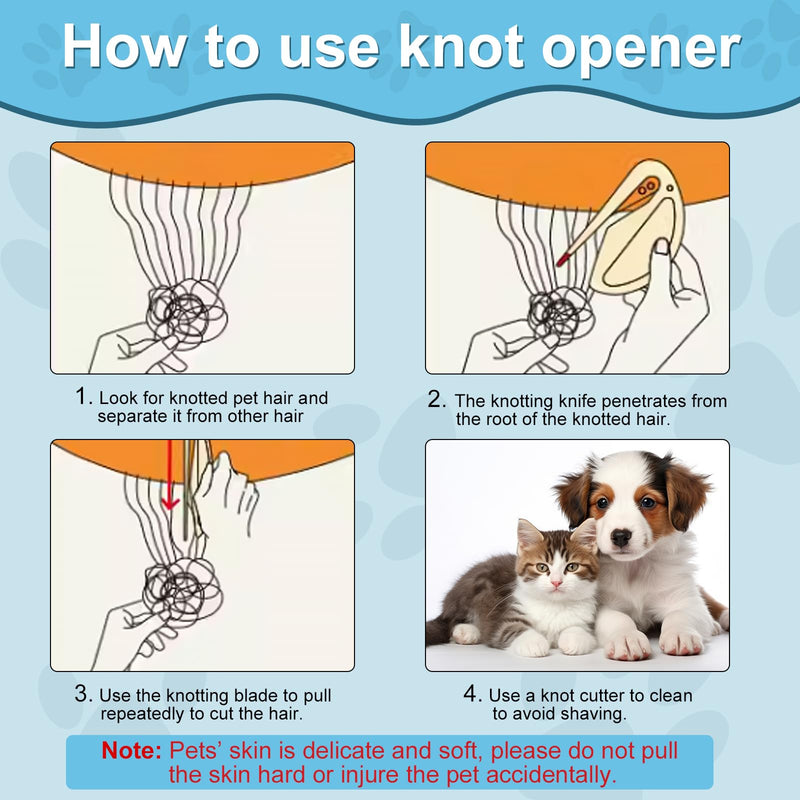 Adiwo Pet Knotting Comb, detangling knife cat with steel blade knot comb hair removal tool knot remover cat perfect for pets removes undercoat tangles with comb 1 piece - BeesActive Australia