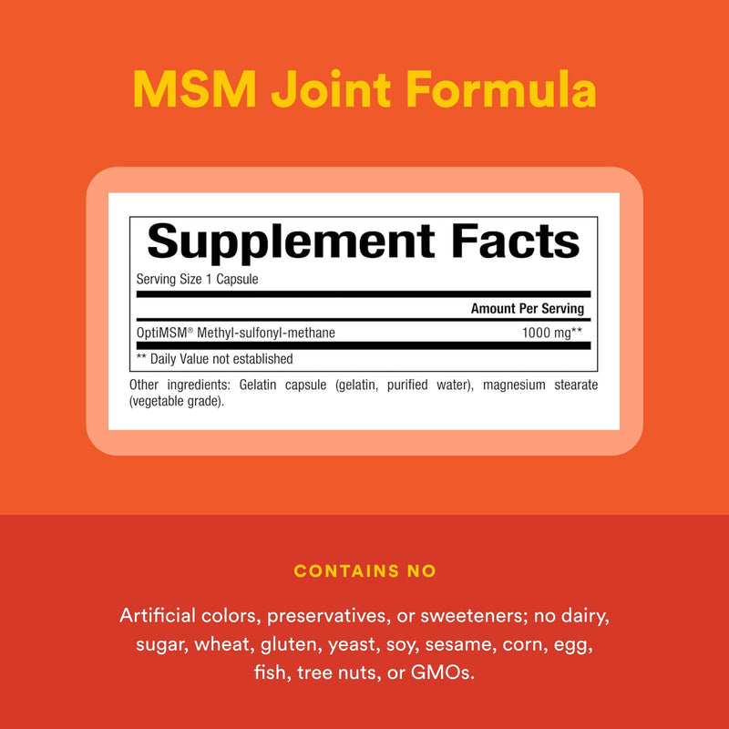 Natural Factors, MSM, Supports Healthy Joints, Hair, Skin and Nails, 90 Capsules 90 Count (Pack of 1)