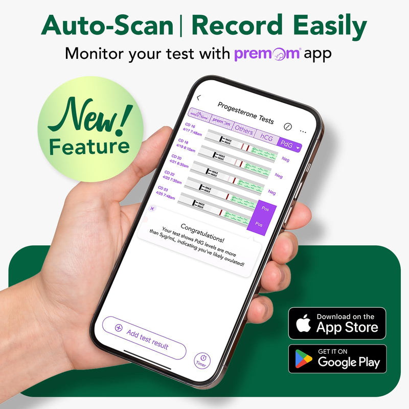 Easy@Home PdG Test Strips: 5 Pack - Track Ovulation Insights with Progesterone Urine Tests ‚Äì at Home Fertility Test for Women with Premom Ovulation App - PdG (Pregnanediol Glucuronide) Tests 5 Count (Pack of 1)
