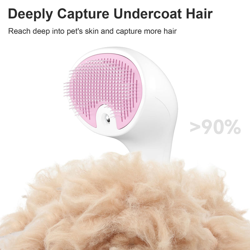 Euqvunn Cat Brush with Steam with Trigger Button, [Ultra-Quiet Design/Comfort Handle] Pet Steam Brush Cat Steamy Brush Dog Brush Rechargeable Cats with Spray for Cats, Dogs, Rabbits Pink-White - BeesActive Australia