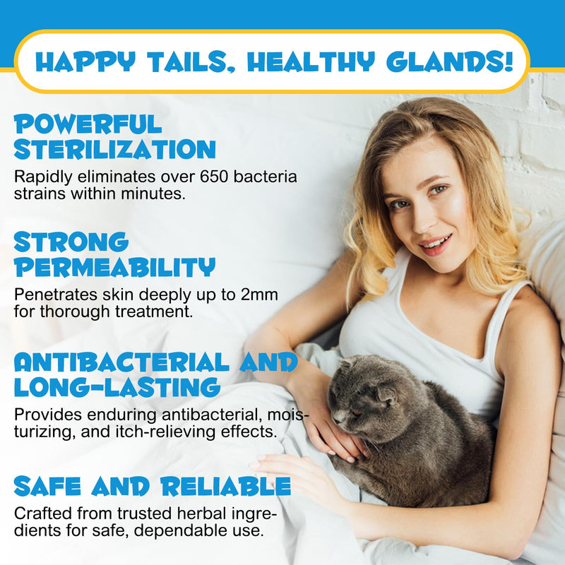 Anal Gland Spray for Cats, Pain Relieving & Anti-Itch Formula, Enriched with Aloe Vera, Comfort and Preventing Irritation, Anal Gland Support Spray for Cats, Pain Relieving Safe for All Cats