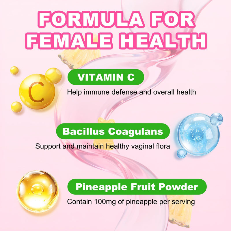 2 Pack Premium Feminine Balance Gummies for Women Sugar Free | PH Balance Supplement with Vitamin C & D For Women's Vaginal Health & Immune Support, Vegan, Pineapple Flavor, 120 Count 60 Count (Pack of 2)