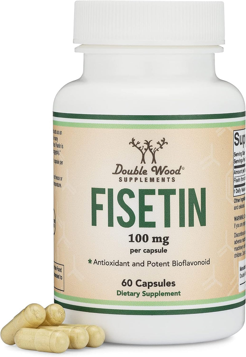Fisetin Supplement - 100mg of Bioactive Flavnonols, 60 Count (Bioflavonoid Polyphenols Supplement Similar to Apigenin, Luteolin, and Quercetin) Aging Support Senolytic by Double Wood (Pack of 2) 60 Count (Pack of 2)