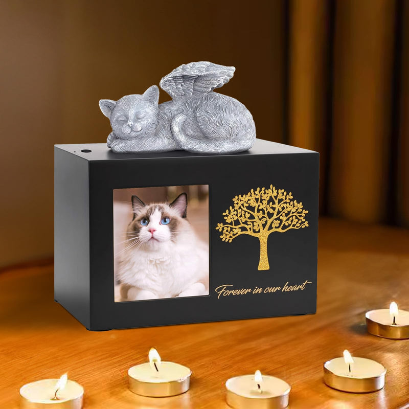 Pet urns for dogs or cats with individual design for storing ashes, suitable for dogs or cats and other animal family members (cat) cat one size - BeesActive Australia