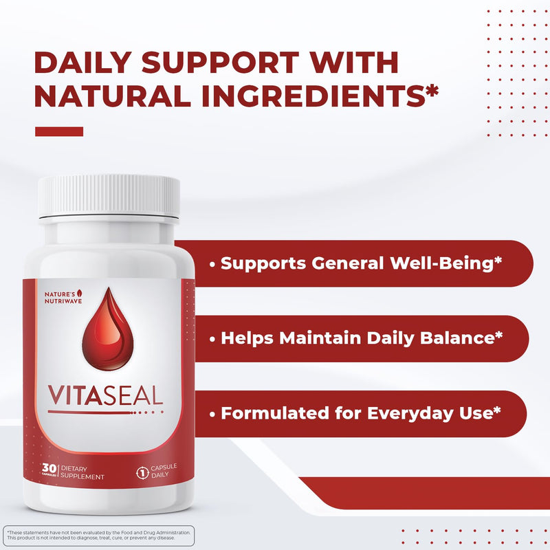 Vitaseal – Botanicals, Vitamin C, E & Minerals – 30 Ct, 3 Month Supply | Botanicals, Vitamins C & E and minerals | Non-Habit Forming, Vegan, Made in USA | Easy-to-swallow capsule 30 Count (Pack of 3)