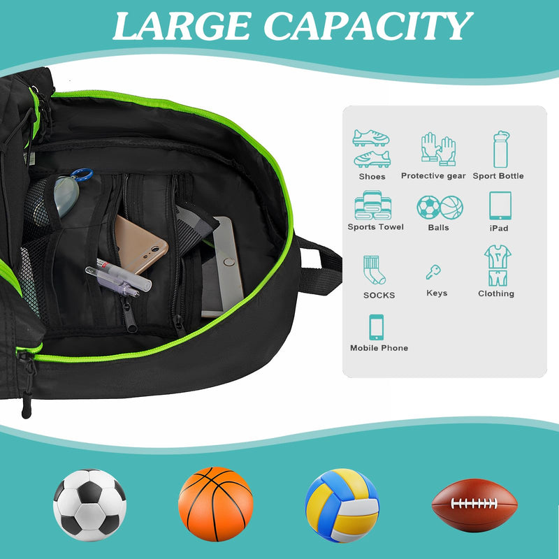 WOLT Soccer Backpack Soccer Bag with Ball Holder & Shoes Compartment, Sport Equipment Bags For Football, Basketball, Volleyball, Gym LemonGreen - BeesActive Australia