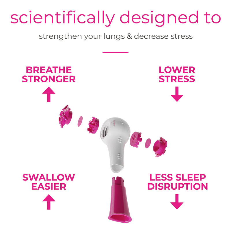 BREATHER PINK │ Natural Breathing Exerciser Trainer for Drug-Free Respiratory Therapy │ Breathe Easier with Stronger Lungs │ Guided Mobile Training App Included - BeesActive Australia