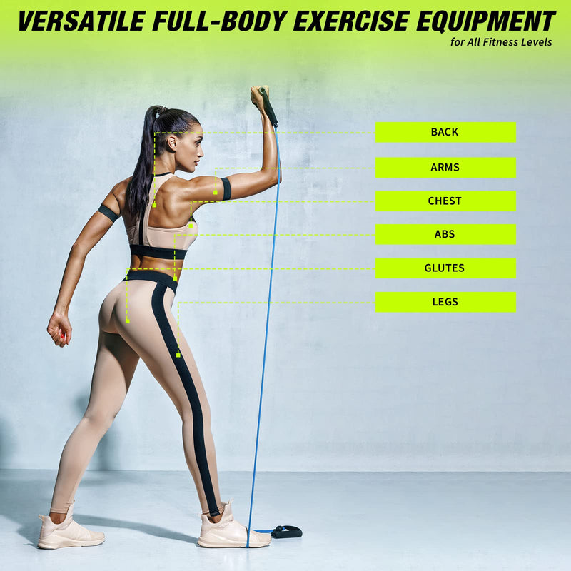 Leyndo 5 Pcs Exercise Resistance Bands with Handles Physical Resistance Tube Workout Bands with Door Anchor for Men Women Muscle Toning Strength Training 10-30 Lbs