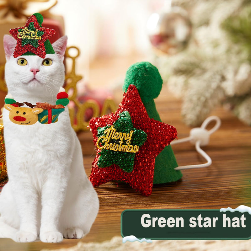Christmas pet Collar Cat Ornament Elastic Plush Ball Cute Cat Collar with Hat Dog Neck Collar Elastic Collar Pet Costume Accessories - BeesActive Australia