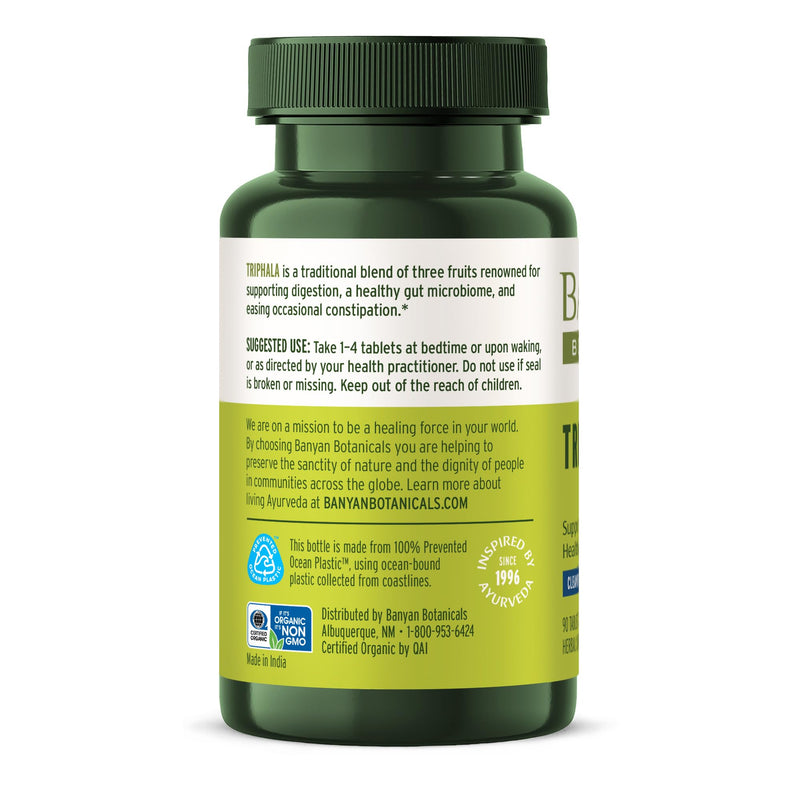 Banyan Botanicals Triphala Tablets - Organic Triphala Supplement with Amla, Haritaki & Bibhitaki – For Digestion, Elimination & Healthy Gut Microbiome* – 90 Tablets – Non-GMO Sustainably Sourced Vegan 90 Count (Pack of 1) - BeesActive Australia