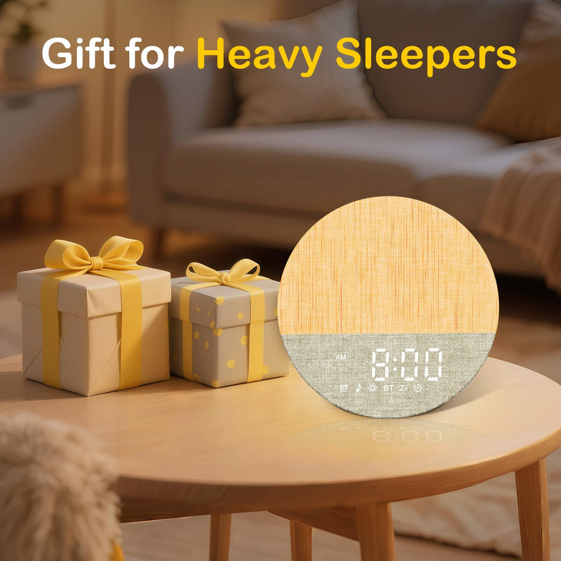 Sunrise Alarm Clock for Morning Wake-up: Gentle Gradual Wake Up Light for Heavy Sleepers Relieve Stress - Linen-Wrapped for Bedroom - 30 Sleep Sounds White Noise Machine with Memory & Bluetooth 6.5*4.6*6.2 Inch - BeesActive Australia