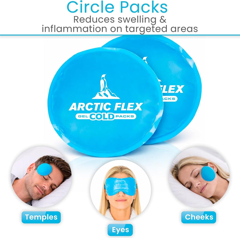 Arctic Flex Cold Eye Mask - Gel Ice Pack For Cool Sleeping, Dry Night Treatment - Reusable Hot Spa Therapy For Sleep, Skin Puffiness, Migraine, Soothing Headache - Soft Cooling Heating Compress Cover