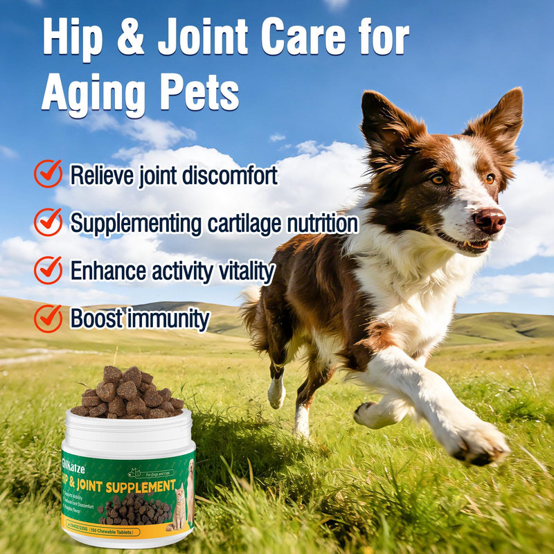 Hip & Joint Health Supplement for Dogs and Cats（150 Chews）,Contains Glucosamine, Plus Chondroitin and MSM, Supports Healthy Joints, For All Breeds and Sizes