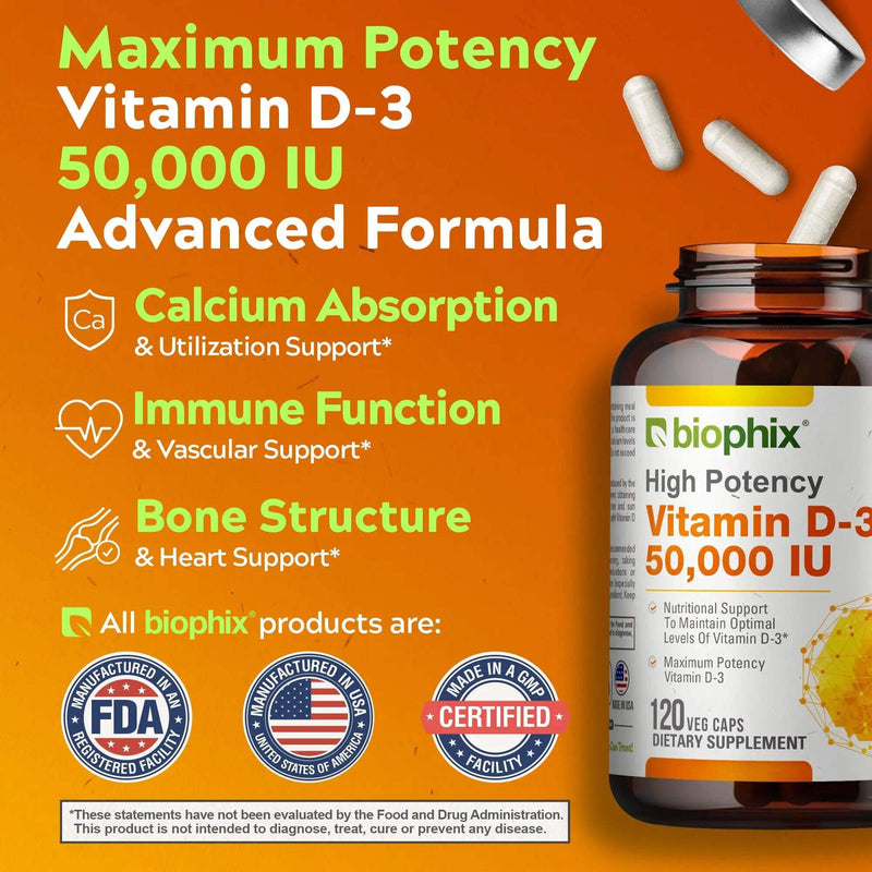 biophix Vitamin D-3 10000 IU High-Potency 120 Softgels - High-Potency Non-GMO Soy-Free Supports Strong Bones Immune Health