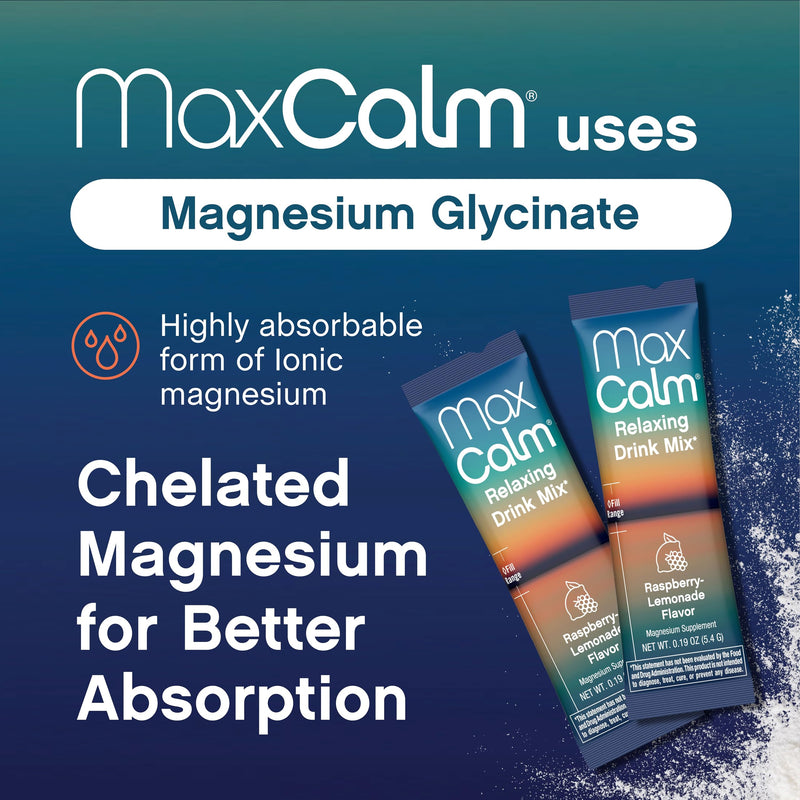 Relaxing Drink Mix | Raspberry-Lemonade Flavor | Magnesium & KSM-66 Ashwagandha Supplement | Supports Relaxation | 30 Single-Serve Packets