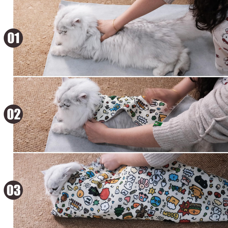 Cat Grooming Wrap Cat Wrap for Cutting Nails Cat Restraint for Nail Clipping Cat Swaddle Wrap Cat Burrito Wrap XL(Within 15lbs) Anti-Scratch Anti-Escape Multifunctional Pet Tool XL-27.6inch (within 15lbs) #A1 - BeesActive Australia