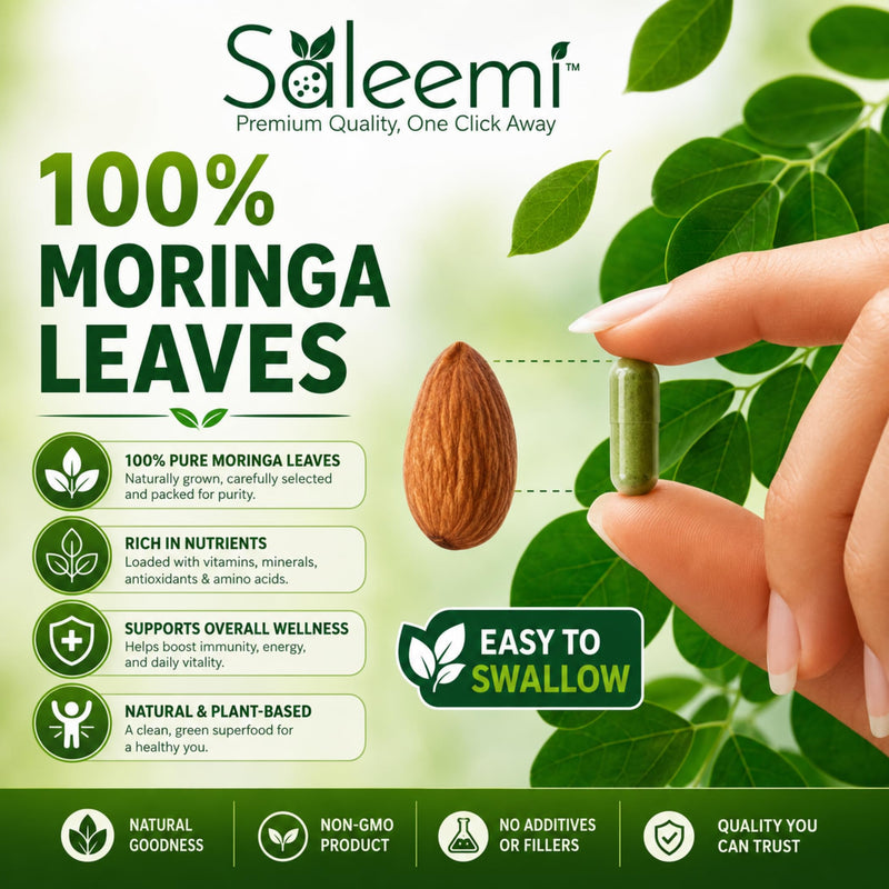 Moringa Capsules – Premium Moringa Oleifera Leaf & Seed Extract | Green Superfood for Energy, Immunity & Vitality | 100% Pure Natural Plant-Based Supplement | Non-GMO, 60 Vegan Capsules