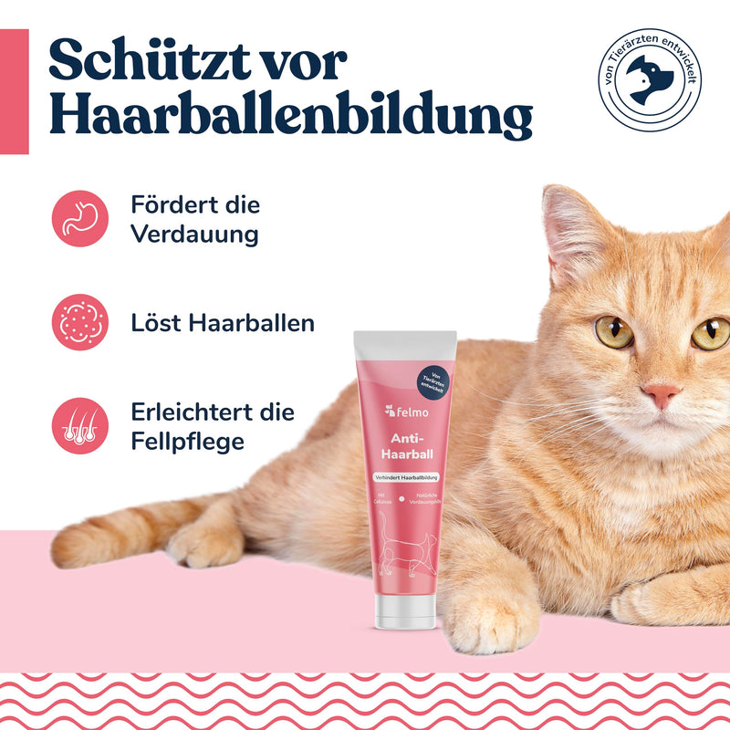 felmo Anti-Hairball Paste for Cats (100g) Prevents the formation of new hairballs, promotes digestion - alternative to cat grass - developed and recommended by our veterinarians - BeesActive Australia