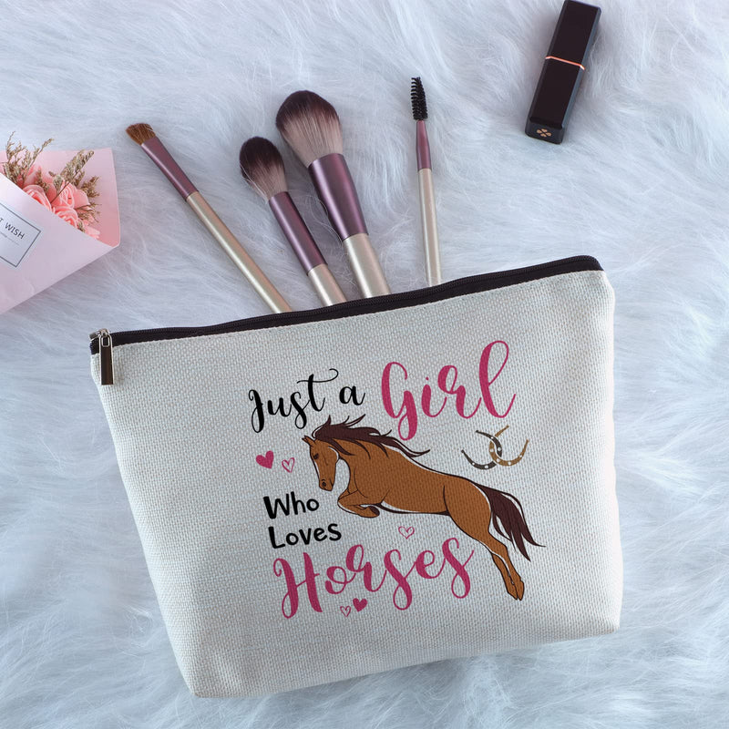 Horses Gifts for Women Horse Zipper Makeup Bag Equestrian Travel Bag Just a Who Love Horses Animal Lover Gifts Horses Lover Gifts Horseshoe Gift - BeesActive Australia