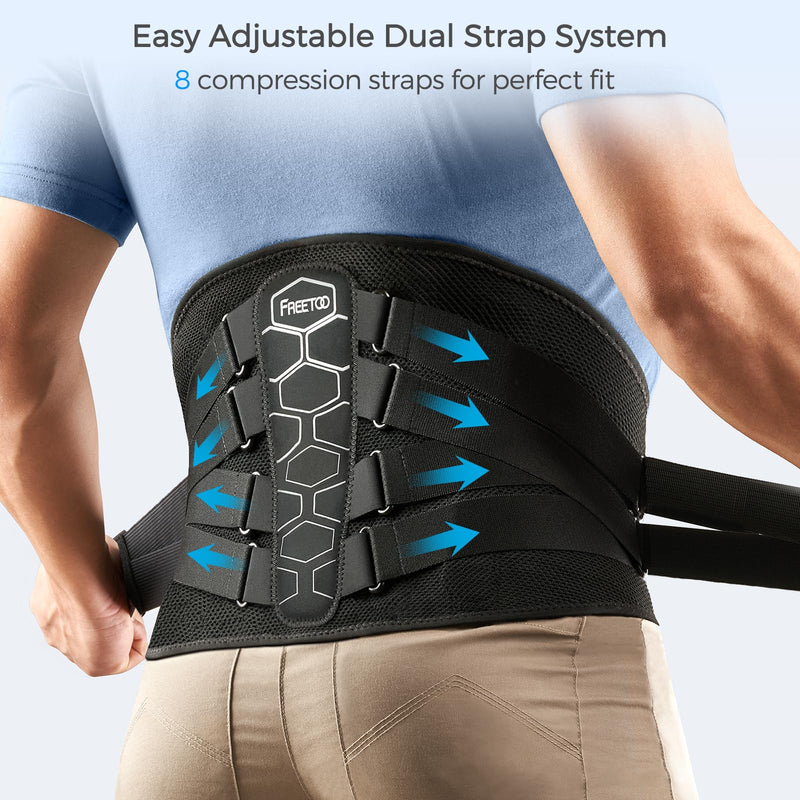 FREETOO Back Brace for Lower Back Pain Relief with Pulley System,Lumbar Support Belt for Men & Women with Lumbar Pad, Ergonomic Design and Soft Breathable 3D Knit Material,for Herniated Disc,Sciatica High Support Medium (Waist: 33.4～40.5 Inch) - BeesActive Australia