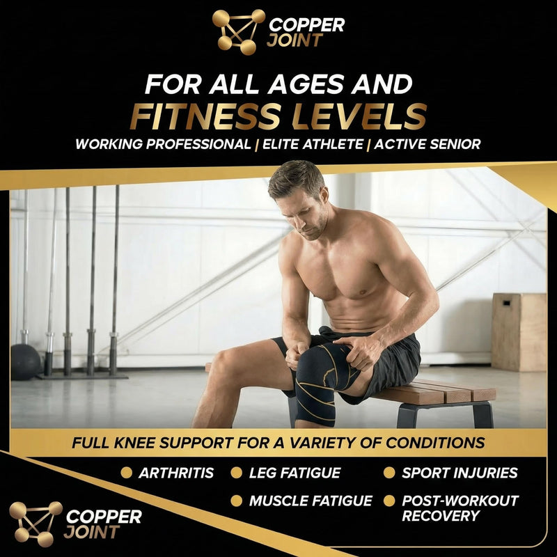 CopperJoint Pull On Knee Brace Women Workout - Copper Infused Knee Sleeves for Men, Elastic Compression Knees Support Braces for Fitness, Volleyball, Basketball, Running, Sports XL X-Large w/Strap (Single) - BeesActive Australia