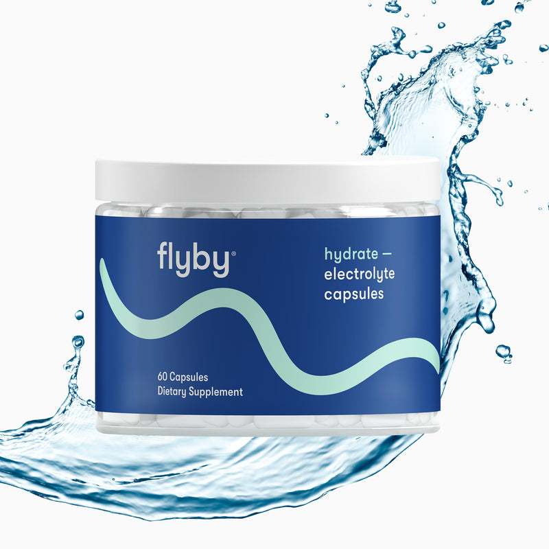 Flyby Electrolyte Capsules, No Added Sugar, Non-GMO - 60 Count | Sodium, Potassium, Vitamin D3, B Vitamins, Copper & Manganese. Sugar-Free Hydration and Energy On The Go. 30 Days Supply Unflavored - Capsule